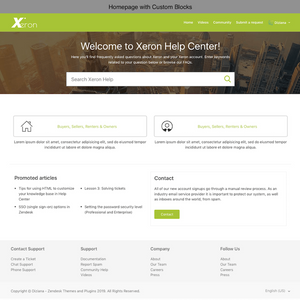 Diziana Xeron Theme Homepage with Custom Blocks